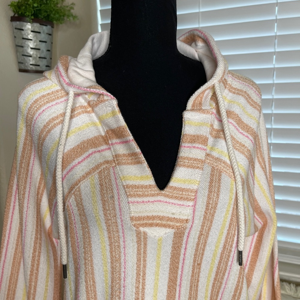 Roxy Wild & Free Boho Hippie Poncho Striped Hoodie - Picture 5 of 9